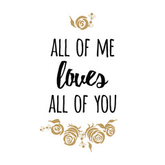Typography romantic poster about love. Vector Quote. Gold roses