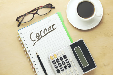 Career Text written on page