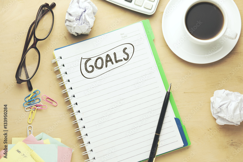 Poster goals text on notepad