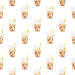 Сreamy sweet water with slices of watermelon.  Seamless pattern