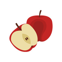 red apple fruit icon over white background. colorful design. vector illustration