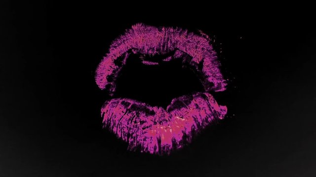 Stop Motion lipstick on black background 