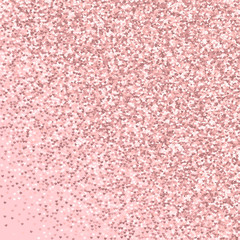 Pink golden glitter made of hearts. Random gradient scatter on pale_pink valentine background. Vector illustration.