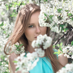 girl in a blue dress