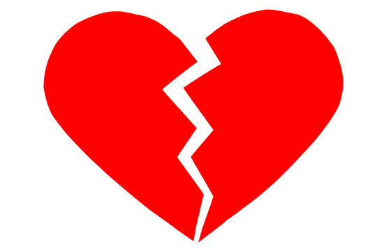 recommend clip art: Red heartbreak / broken heart. close up of a paper broken heart