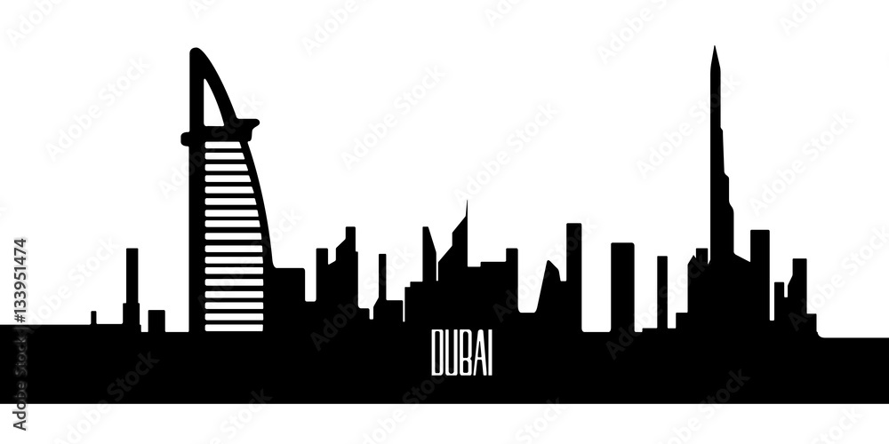 Poster isolated silhouette of dubai