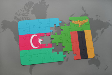 puzzle with the national flag of azerbaijan and zambia on a world map