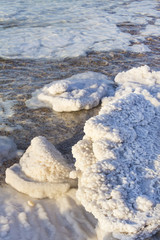 Dead Sea salt deposits stones white crystals