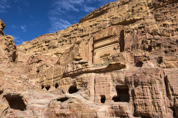 Ancient abandoned rock city of Petra in Jordan tourist attraction