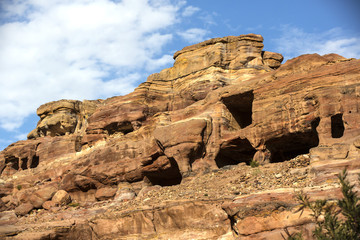 Fototapeta premium Ancient abandoned rock city of Petra in Jordan tourist attraction
