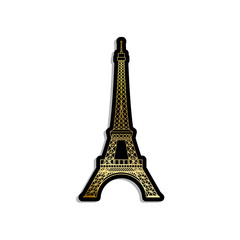 Fototapeta na wymiar Gold Eiffel Tower Label