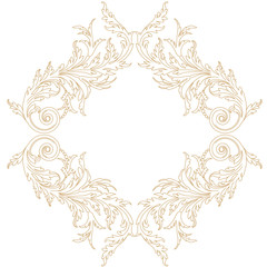 Golden vintage baroque ornament, corner. Retro pattern antique style acanthus.