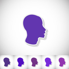 Human head. Flat sticker with shadow on white background