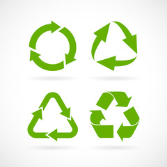 Obraz premium Recycled cycle arrows vector icon set