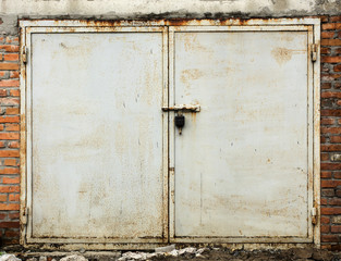 old metal warehouse door, hangar, high resolution photo