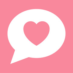 Icono plano mensaje corazon rosa en fondo rosa