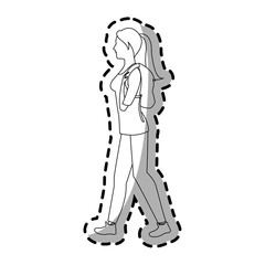 woman walking cartoon icon over white background. vector illustration