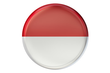 Badge with flag of Indonesia, 3D rendering