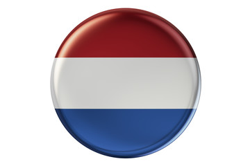Badge with flag of Netherlands, 3D rendering