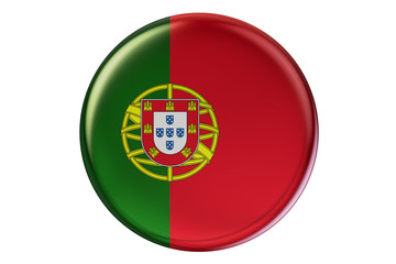 Badge with flag of Portugal, 3D rendering