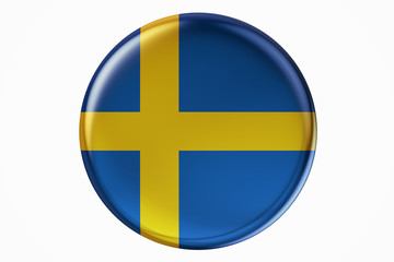 Obraz premium Badge with flag of Sweden, 3D rendering
