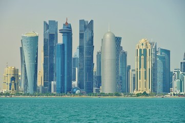 Fototapeta na wymiar Modern skyline of Doha, the capital of Qatar