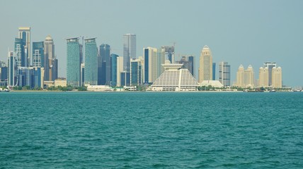 Naklejka premium Modern skyline of Doha, the capital of Qatar