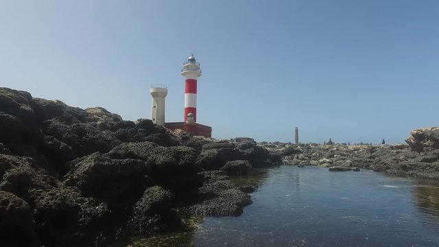 Fuerteventura, Isole Canarie: vista del faro del Toston, vicino al villaggio di pescatori di El Cotillo, il 31 agosto 2016 (Ultra High Definition, UltraHD, Ultra HD, UHD, 4K, 2160P, 3840x2160)