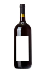 Wine bottle on white background.