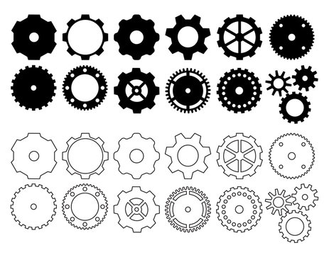 Steampunk gear cogwheel icons. Vector symbols. 