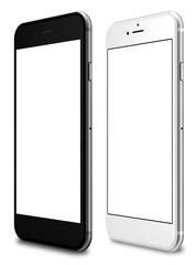 Set of smartphones in black and white.