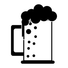 silhouette saint patrick day mug of beer foam bubbles cold vector illustration