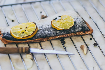 Grilled Salmon with garlic and herb by lemon