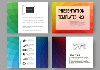 Set of business templates for presentation slides. Easy editable layouts, vector illustration. Colorful design background with abstract shapes, overlap effect.