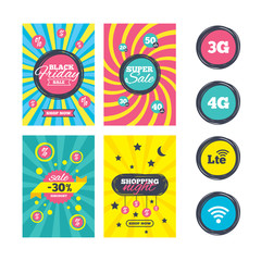 Obraz premium Mobile telecommunications icons. 3G, 4G and LTE.