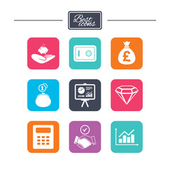 Money, cash and finance icons. Handshake sign.