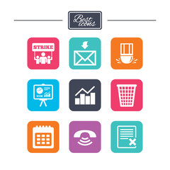 Office, documents and business icons.