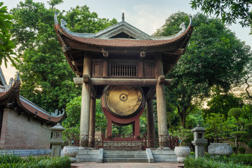 Square building hold a big drum at The Temple of Literature (Van Mieu) in Hanoi. Constructed in...