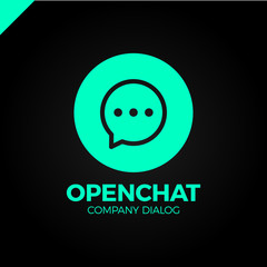 O letter logo, speech bubble negative space volume vector icon