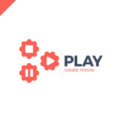 Play icon with video gear logo - made movie company