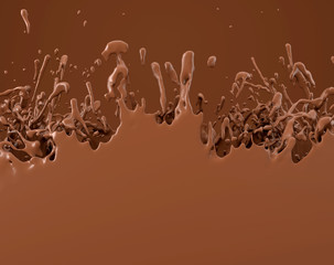 milkshake chocolate milk splashing background 3D illustration