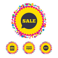 Sale speech bubble icon. Thank you symbol.