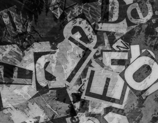 grunge collage of letters background and texture 