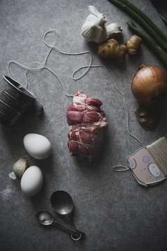 High angle view of food on kitchen counter