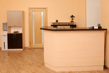 Reception desk in modern clinic