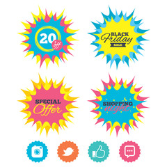 Hipster photo camera. Like, Chat speech bubble.