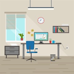 Office workspace, interior
