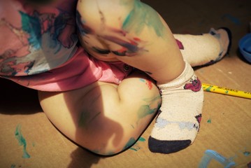 Dirty Child's leg of paint