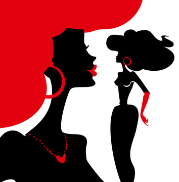 Women silhouettes vector illustration.