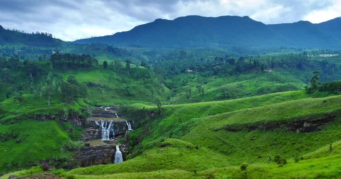 St Clair waterfall scenic nature background of rural beauty of Sri Lanka's countryside